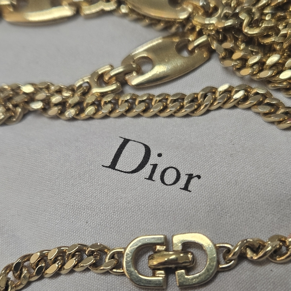 Christian Dior Vintage Long Gold Chain Necklace